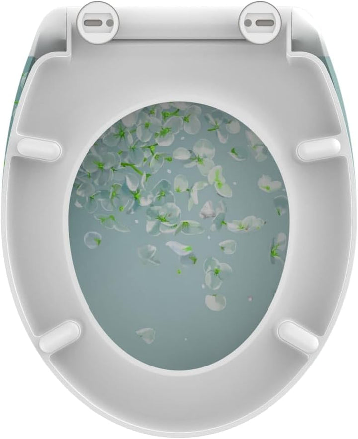 Schütte WC-Sitz WIND FLOWER mit Absenkautomatik, Toilettendeckel mit Motiv und Schnellverschluss für