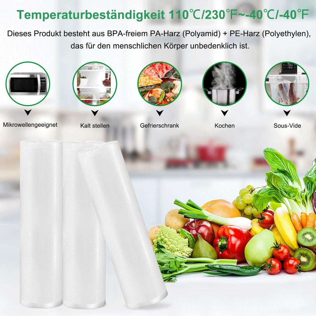 Gokilife Vakuumierbeutel - 3 Rollen 28x600cm Reissfest ca. 450µm, Vakuumierfolie für alle Vakuumiere