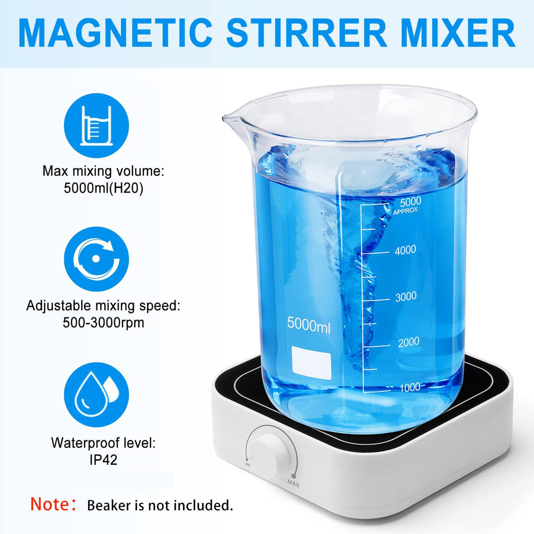 PRECIPETTE Magnetrührer 500-3000UpM 5L Labor Magnetic Stirrer Mixer Labor Rührer 145mm 5000ml mit 1