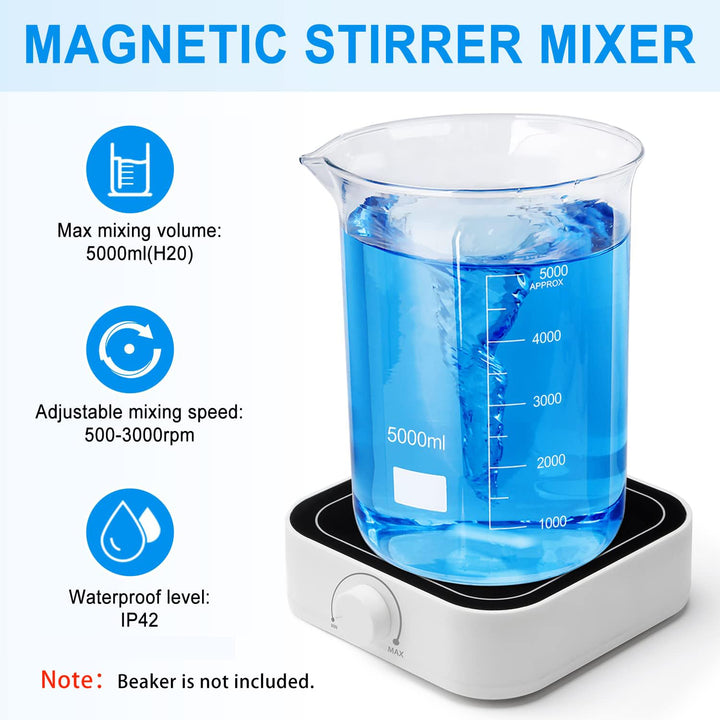 PRECIPETTE Magnetrührer 500-3000UpM 5L Labor Magnetic Stirrer Mixer Labor Rührer 145mm 5000ml mit 1