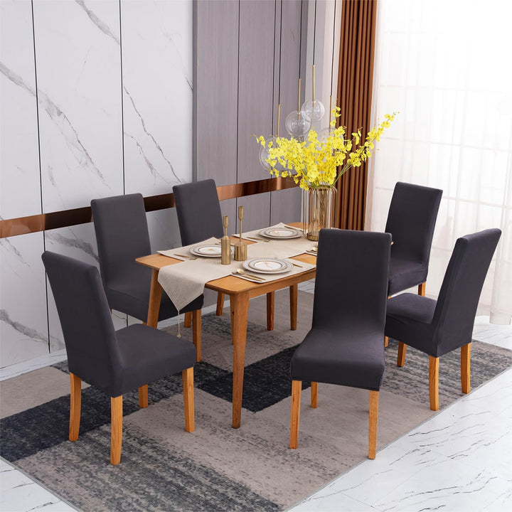 mafudoxi Stuhlhussen 6er Set, Stretch Abnehmbare Waschbar Stuhlbezug, Stretch Stuhlhusse mit Gummiba