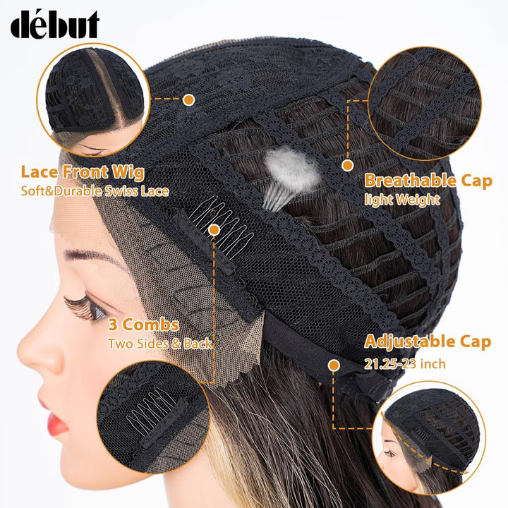 DÉBUT Lace Front Perücke 75 cm Wasserwelle Super lange Perücke 5% Brasilianisches Reines Echthaar un