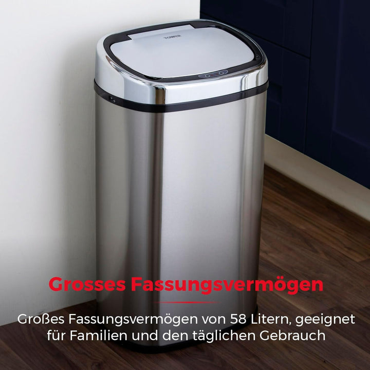Tower T80901 Edelstahl Mülleimer Mit Sensor - Automatisch Mit Soft-Close-Funktion, Manuelle Öffnungs
