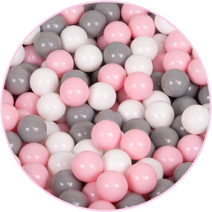 SELONIS Bällebad Bällepool Für Baby Kinder 90X30cm/300 Bälle Rund, Hellgrau: Weiss/Grau/Puderrosa A
