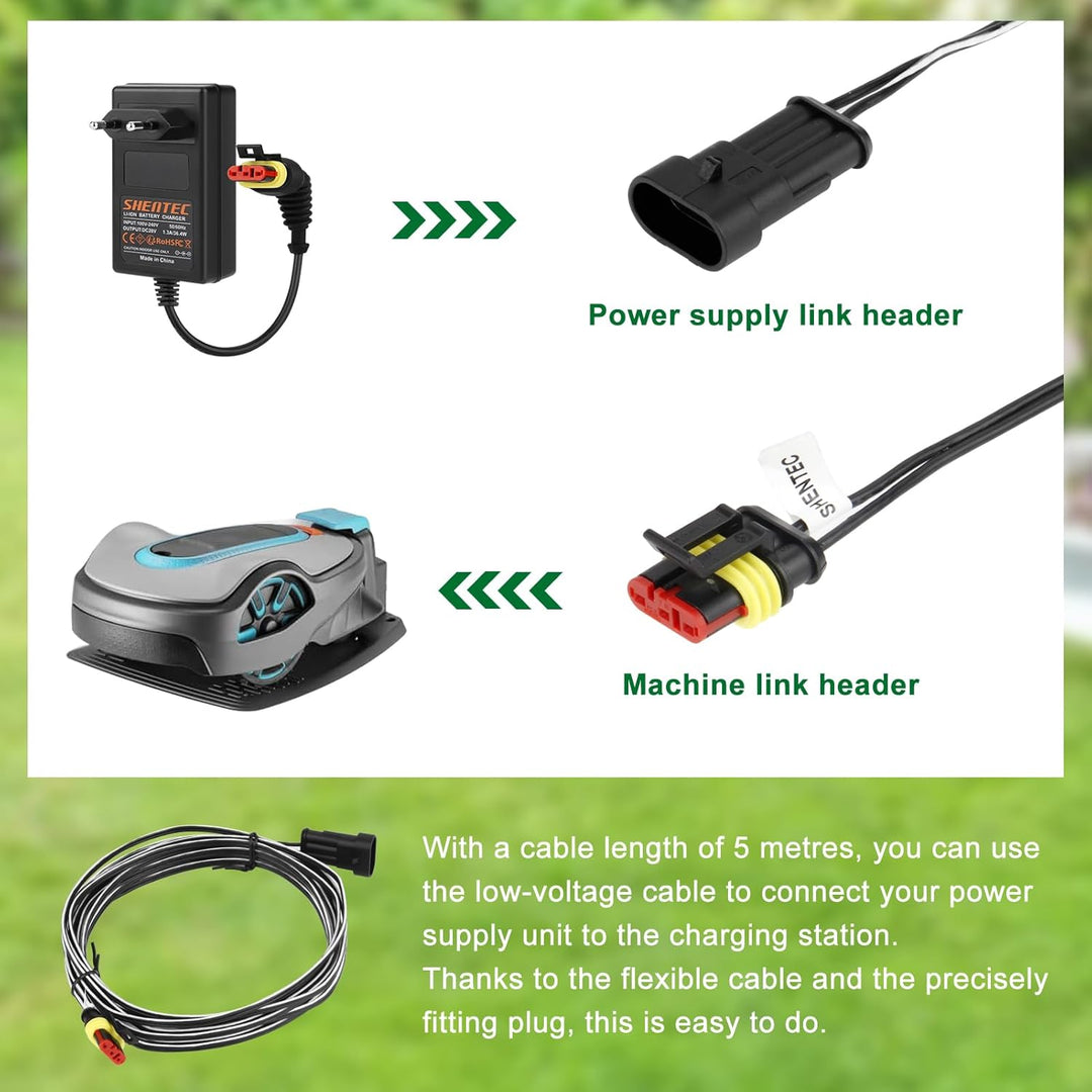 Shentec 5M Niederspannungskabel Transformator Kabel kompatibel mit Gardena Robotic R38Li, R40Li, R80