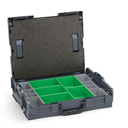 Bosch Sortimo Werkzeugkoffer-Set • L-Boxx 102 anthrazit • bestückt mit Ordnungssystem Insetboxen-Set