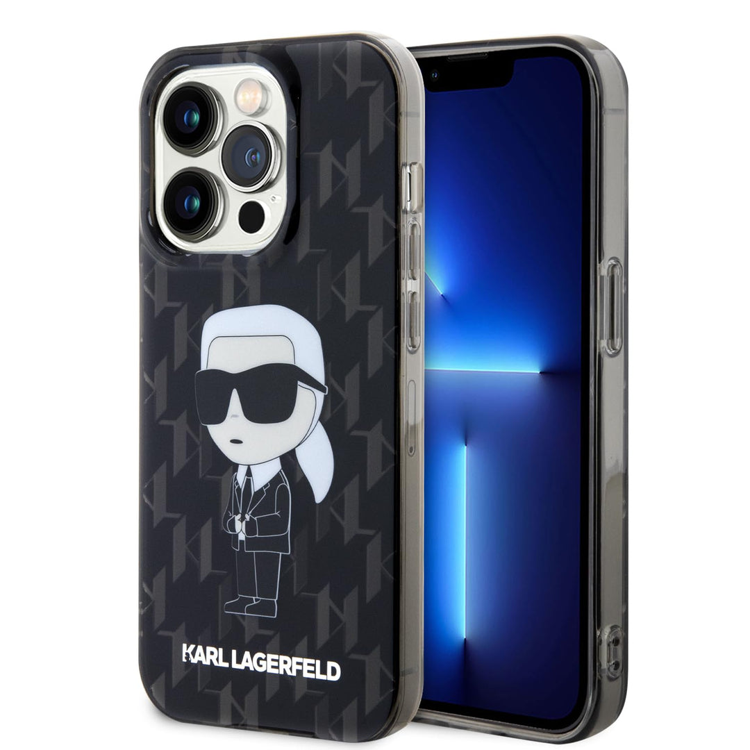 CG MOBILE Karl Lagerfeld IKonIK Monogramm Hard Case Für iPhone 15 Pro Max (Schwarz), Schwarz