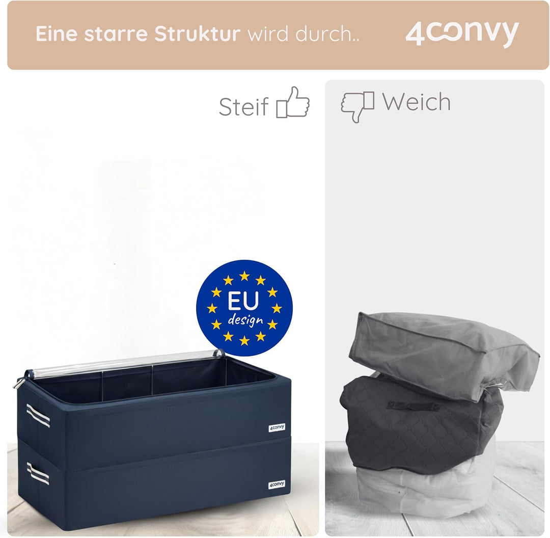 4CONVY Unterbett Aufbewahrungsbox mit Metallrahmen - Kleideraufbewahrung faltbare stapelbare Aufbewa