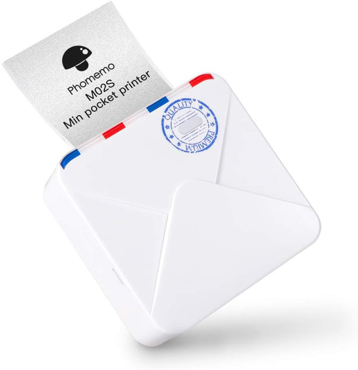 Phomemo M02S Minidrucker Taschenfotodrucker Bluetooth Thermodrucker, tragbares 300dpi HD Drucksystem