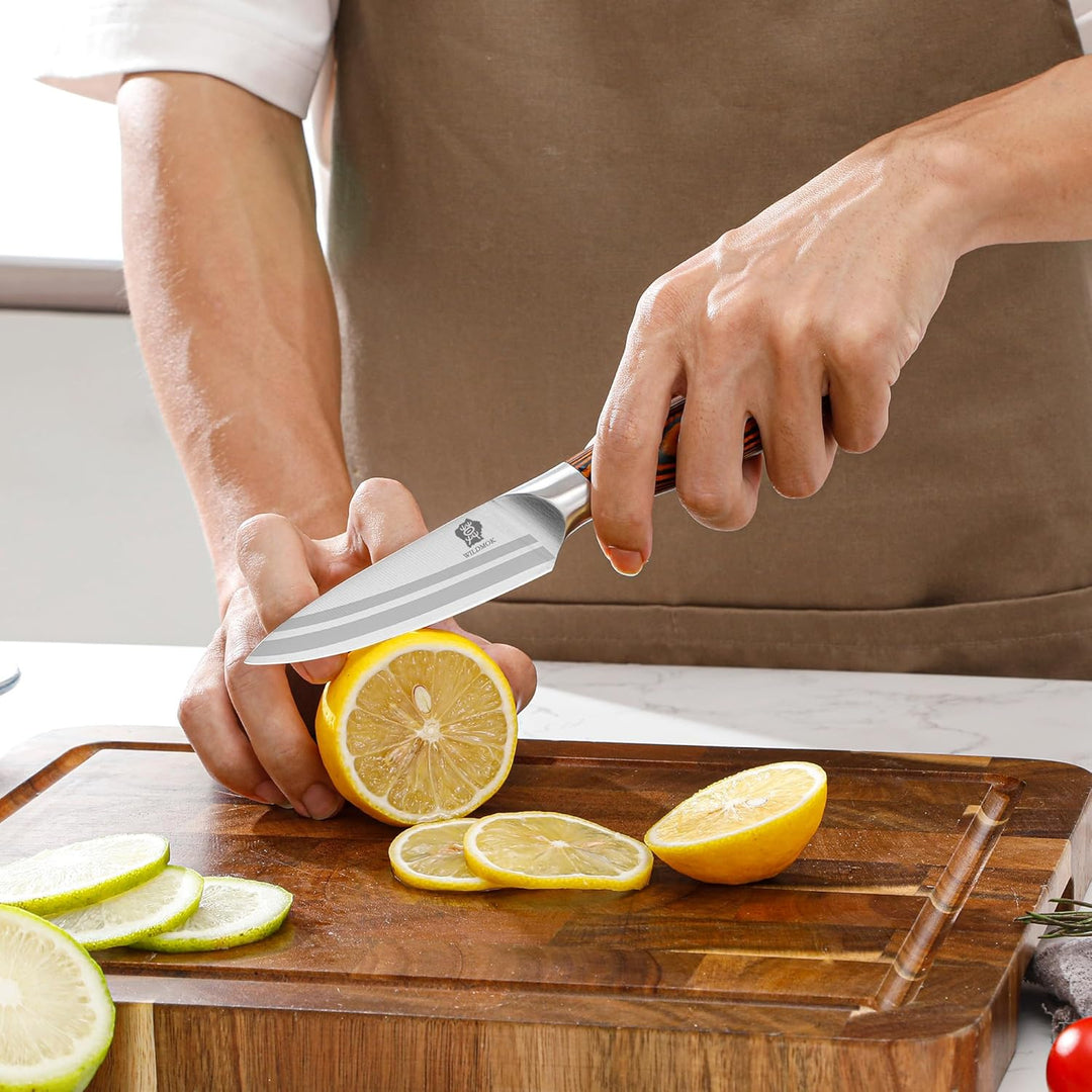 WILDMOK 9cm Schälmesser, Obst und Gemüsemesser Küchen Messer Klein Edelstahl Obstmesser Ergonomische
