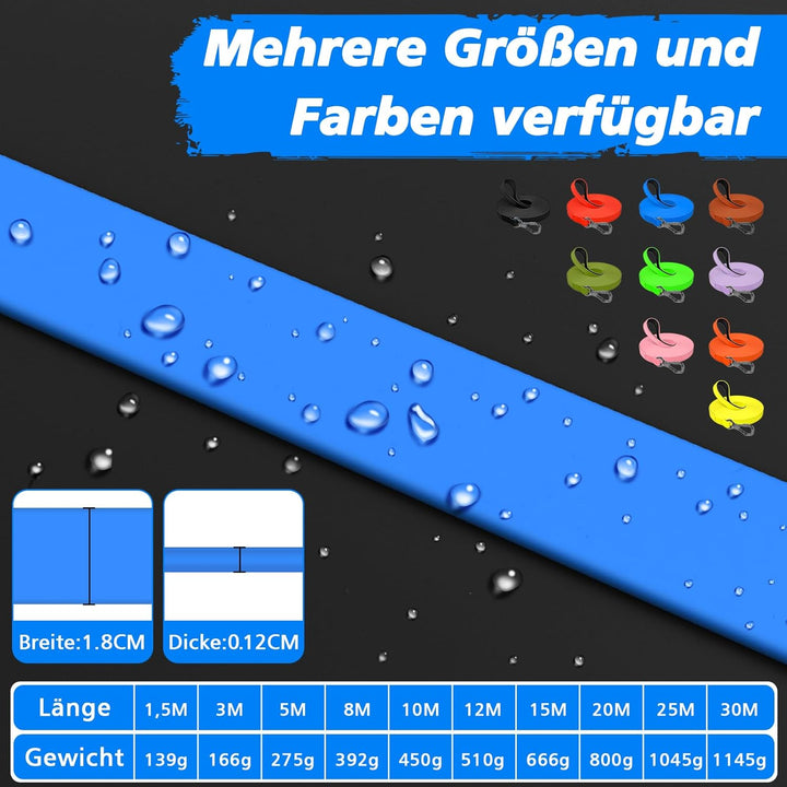 X XBEN Wasserfest Schleppleine für Hunde,3M 5M 10M 15M 20M 30M Gummierte Schleppleine mit Abschliess