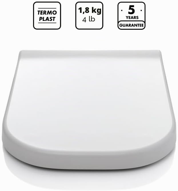 TATAY WC-Sitz mit Absenkautomatik, leicht quadratisch, aus antibakteriellem Polypropylen, Weiss glän