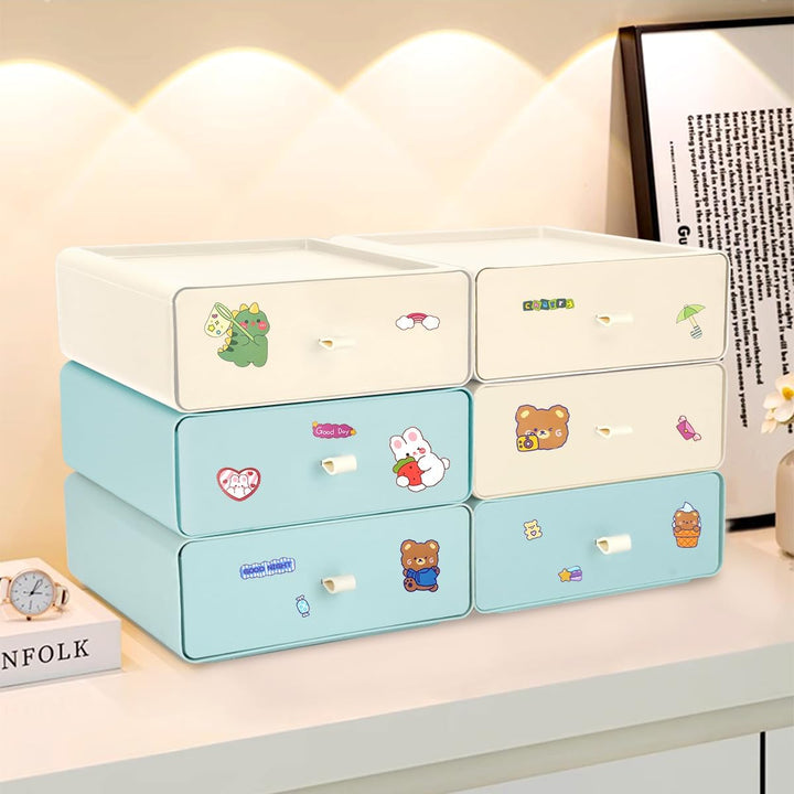 TIE-DailyNec 6 Stück Stapelbare Schubladenboxen, Kosmetik Organizer Schubladenbox, Aufbewahrungsbox