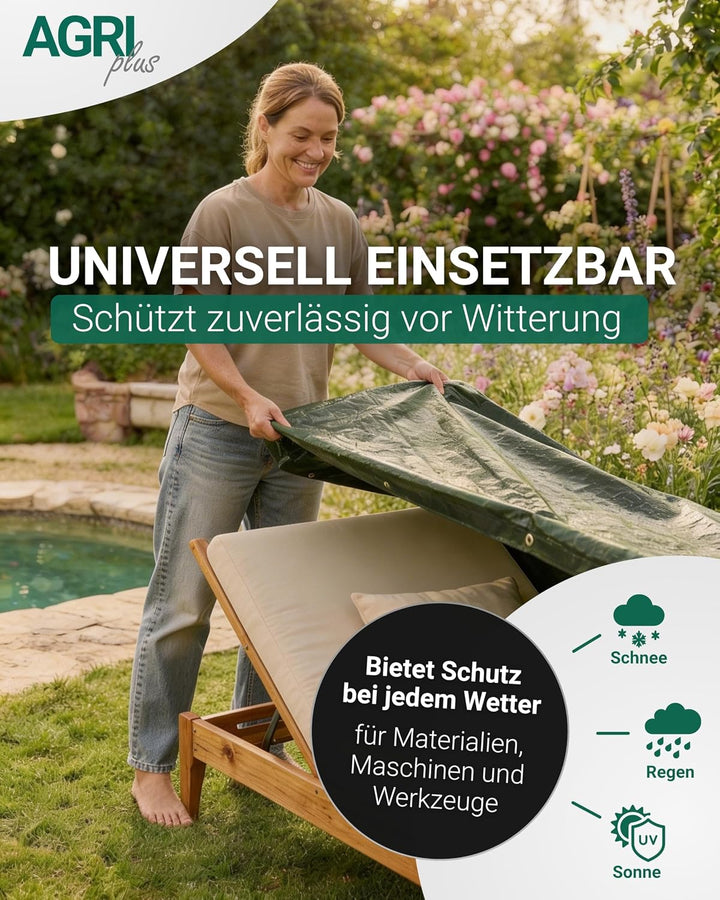 AGRI plus Gewebeplane mit Ösen I 8 x 12 m I Verschiedene Grössen I 250 g/m² Folienstärke I Stabile &amp;