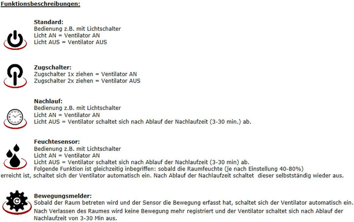 VONLIS Lüfter Ventilator Badezimmer Lamellen Bewegungsmelder rund eckig Zu Abluft Mobile Ø 100 mm Na