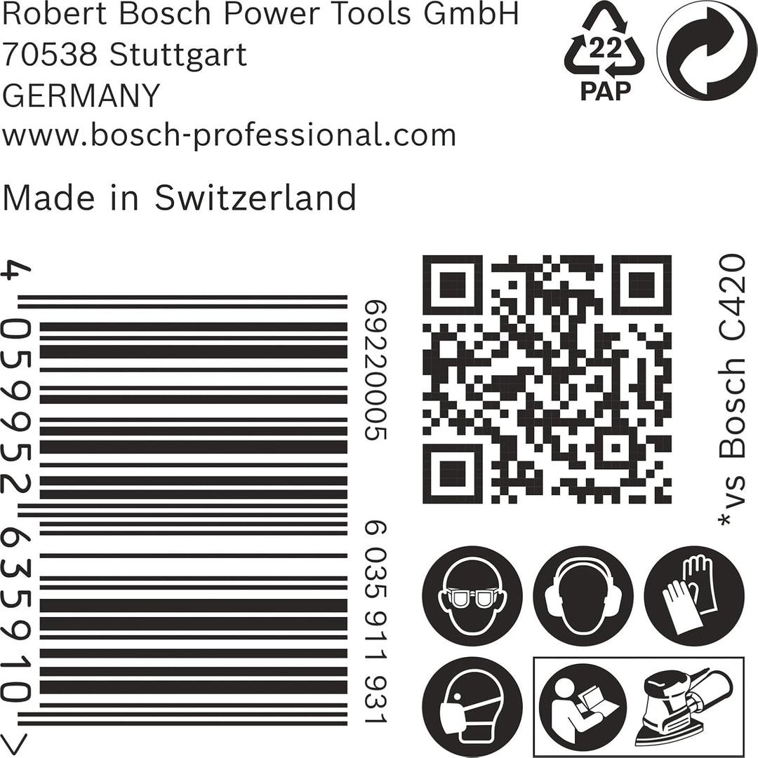 Bosch 50x EXPERT C470 Schleifpapier mit 7 Löchern (für Farbe auf Holz, Hartholz, Ø 100x150 mm, Körnu
