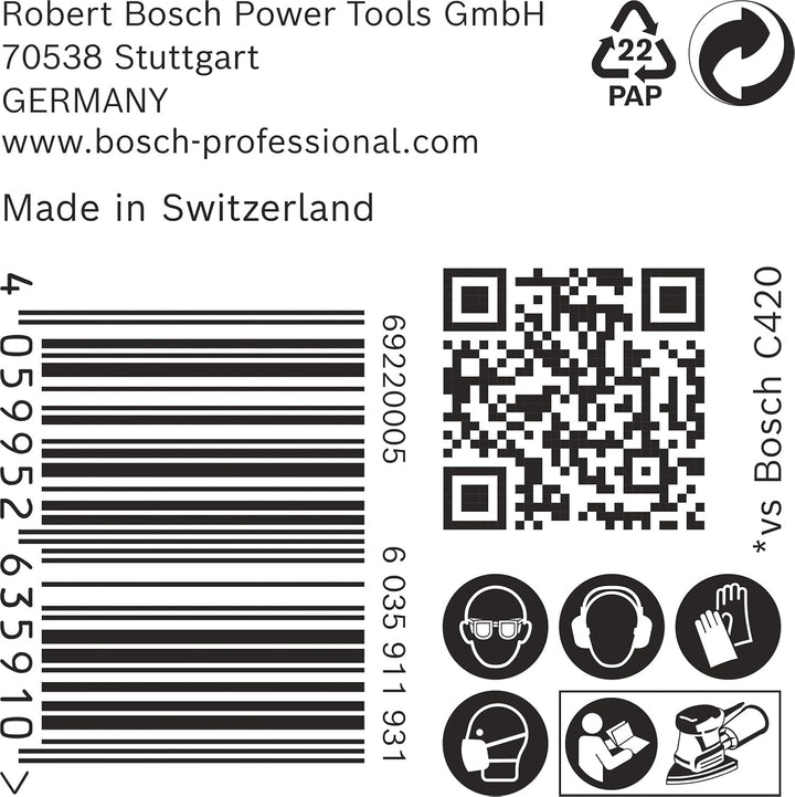 Bosch 50x EXPERT C470 Schleifpapier mit 7 Löchern (für Farbe auf Holz, Hartholz, Ø 100x150 mm, Körnu