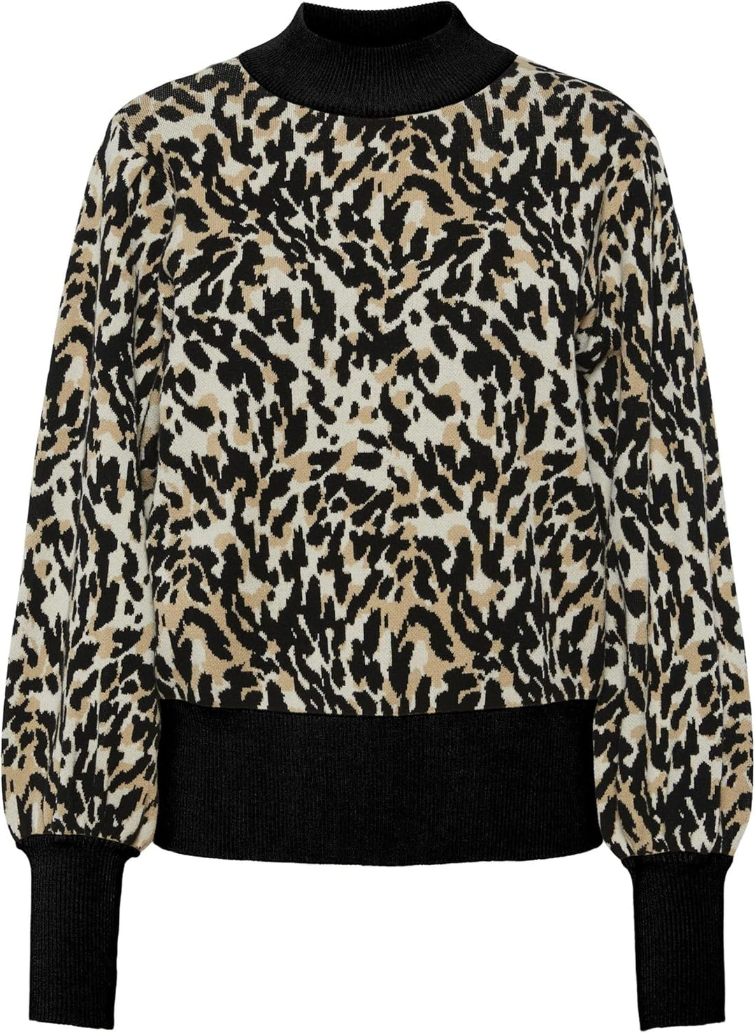 YAS Damen Yasfonny Ls Knit Pullover S. Noos Strickpullover XS Black/Aop:leo Print, XS Black/Aop:leo