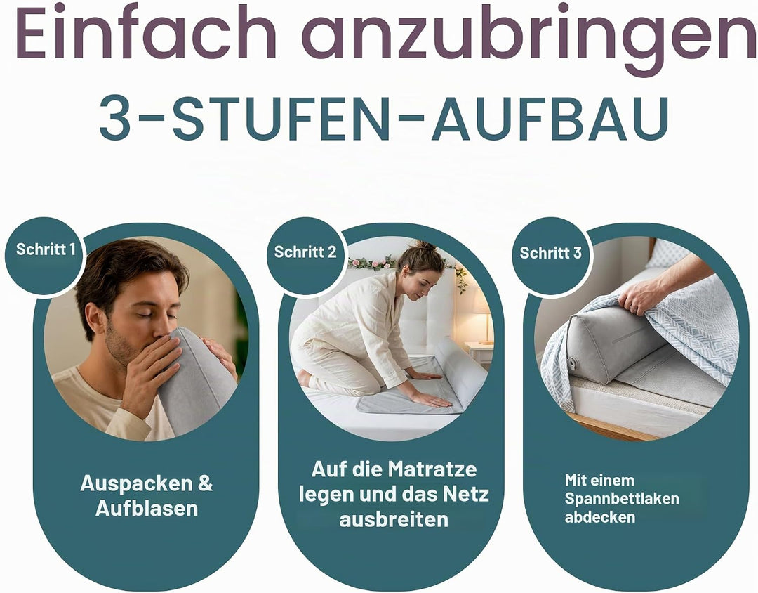 Aufblasbares Bettschutzgitter 130 cm – Tragbares Kleinkind-Bett-Stossfänger für Reisen &amp; Zuhause – B