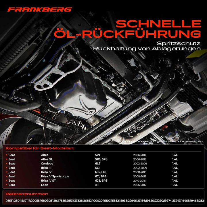 Frankberg Ölwanne für Altea 5P1 Cordoba 6L2 Ibiza IV 6J5 Leon 1P1 Fabia I 6Y5 R-o-o-m-s-t-e-r 5J Gol