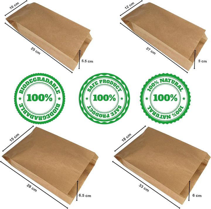 Loxato 1000 Brottüten Papier - Bäckertüten - Butterbrottüten Braun - Brotbeutel - Kraftpapier Tüten