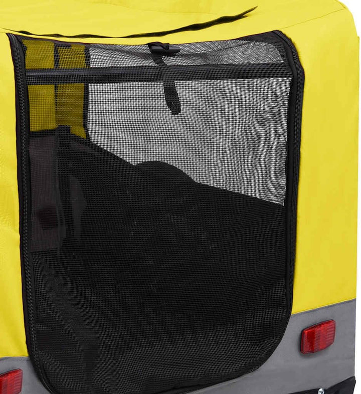 vidaXL 2-in-1 Fahrradanhänger Hunde Buggy Hundefahrradanhänger Hundetransporter Gelb und Grau, Gelb