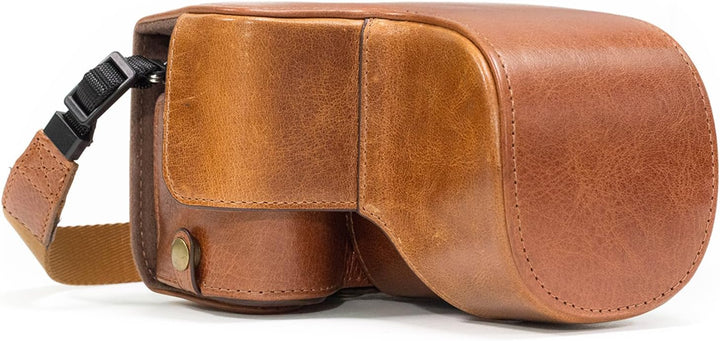 MegaGear Sony Alpha A6500 (up to 16-70mm Lens) Ever Ready Echtleder Kamera-Case mit Trageriemen und