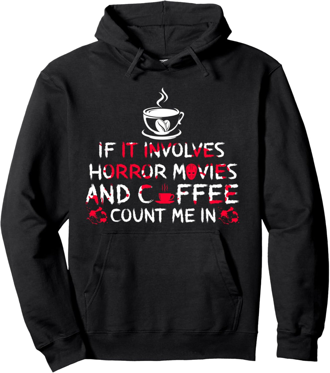 Es beinhaltet Horrorfilme und Kaffee-Horrorfilm Pullover Hoodie