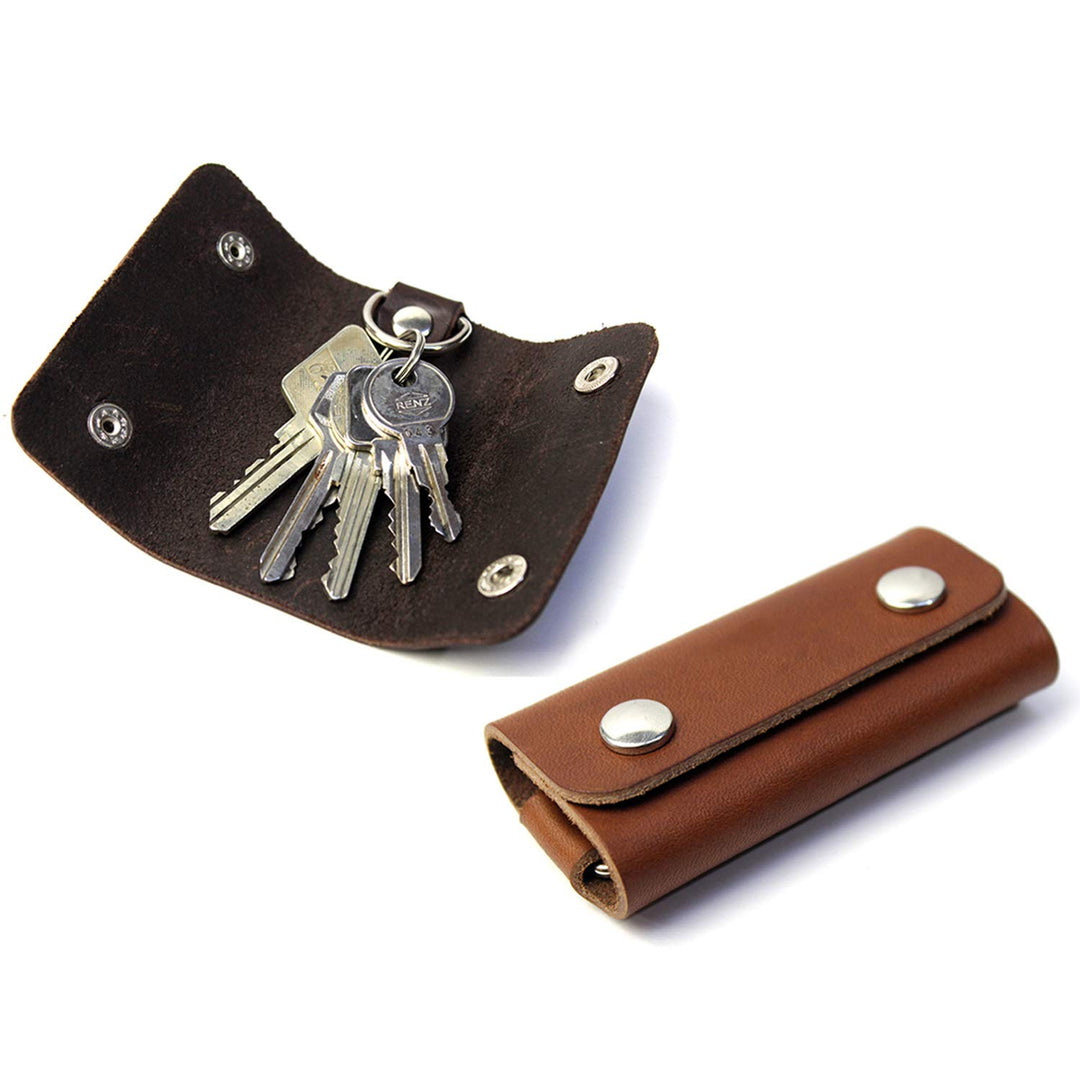 Schlüsseletui, Schlüsselorganizer aus Naturleder für bis zu 8 Schlüssel Handmade in Germany Dunkelbr