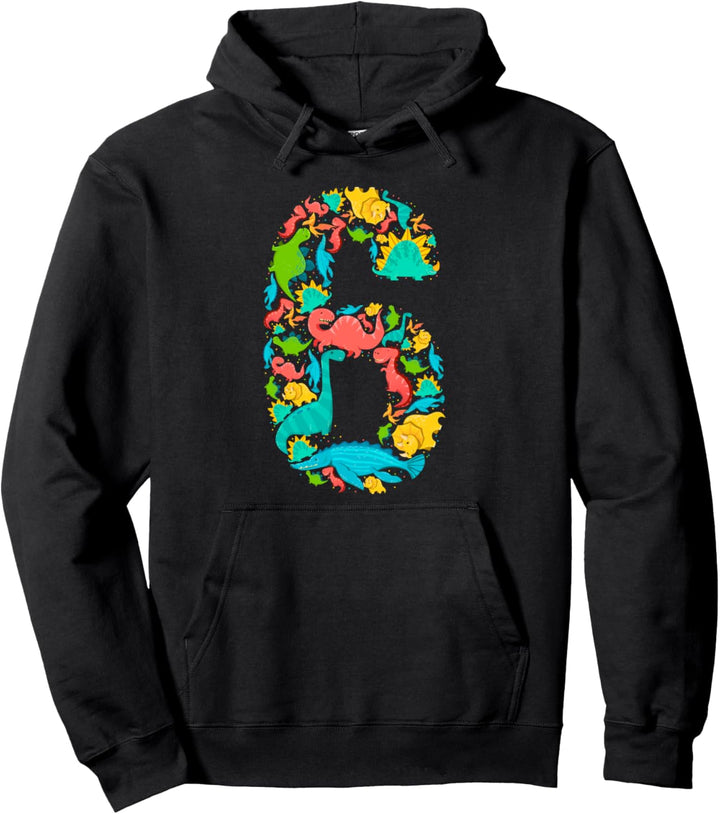 Jungen Mädchen 6. Geburtstag Dino Pullover Hoodie