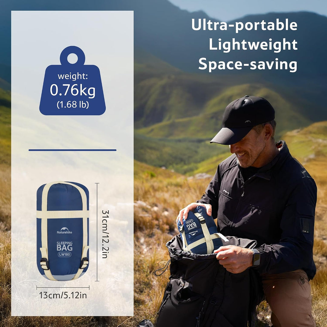 Naturehike Schlafsack Ultraleicht Mini Kleines Ultraleicht 680/760g für 3 Jahreszeiten mit 190x75/20