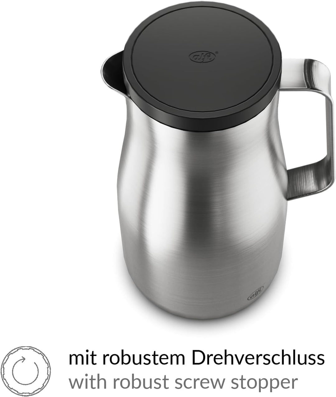 alfi Isolierkanne Sutdio TT, Edelstahl mattiert 1,5L, Edelstahleinsatz, spülmaschinenfest 1297.205.1