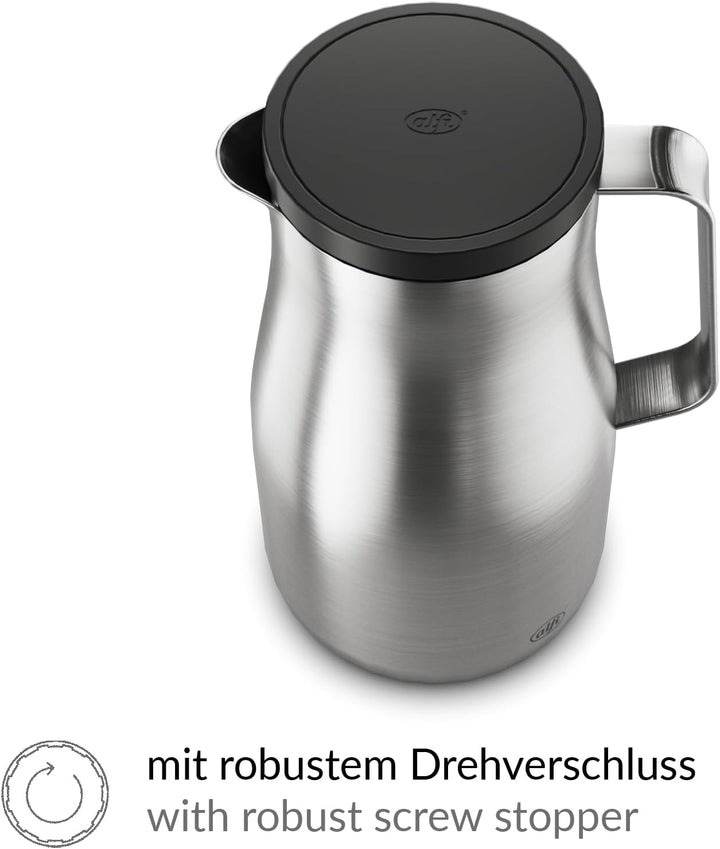 alfi Isolierkanne Sutdio TT, Edelstahl mattiert 1,5L, Edelstahleinsatz, spülmaschinenfest 1297.205.1