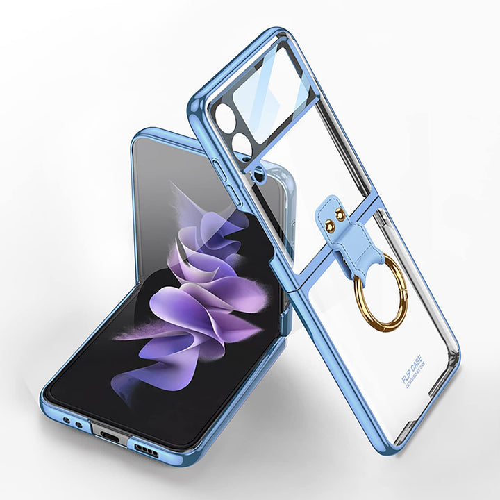 COQUE Hülle für Samsung Galaxy Z Flip 4,Hülle und Folie Integriertes Phantom Transparente Handyhülle