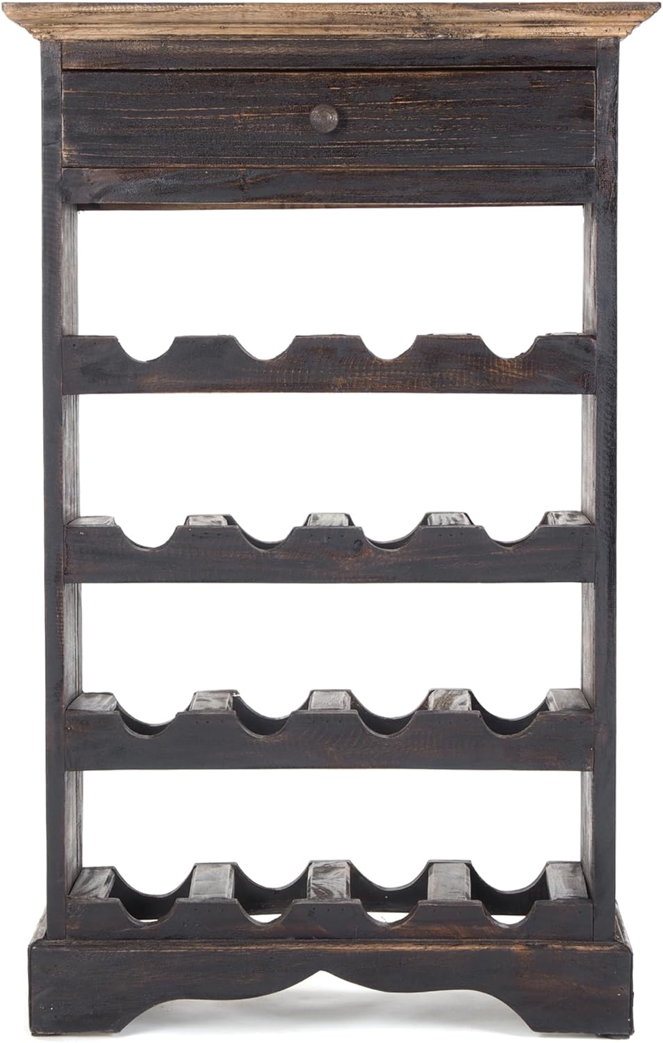 DESIGN DELIGHTS MASSIVHOLZ WEINREGAL Napoleon | 85x55cm(HxB), nostalgisches Flaschenregal mit Schubl