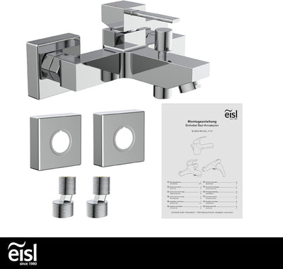 EISL NI023THI CALVINO Badewannenarmatur Eckig, Mischbatterie für die Badewanne, kantige Einhebel-Wan