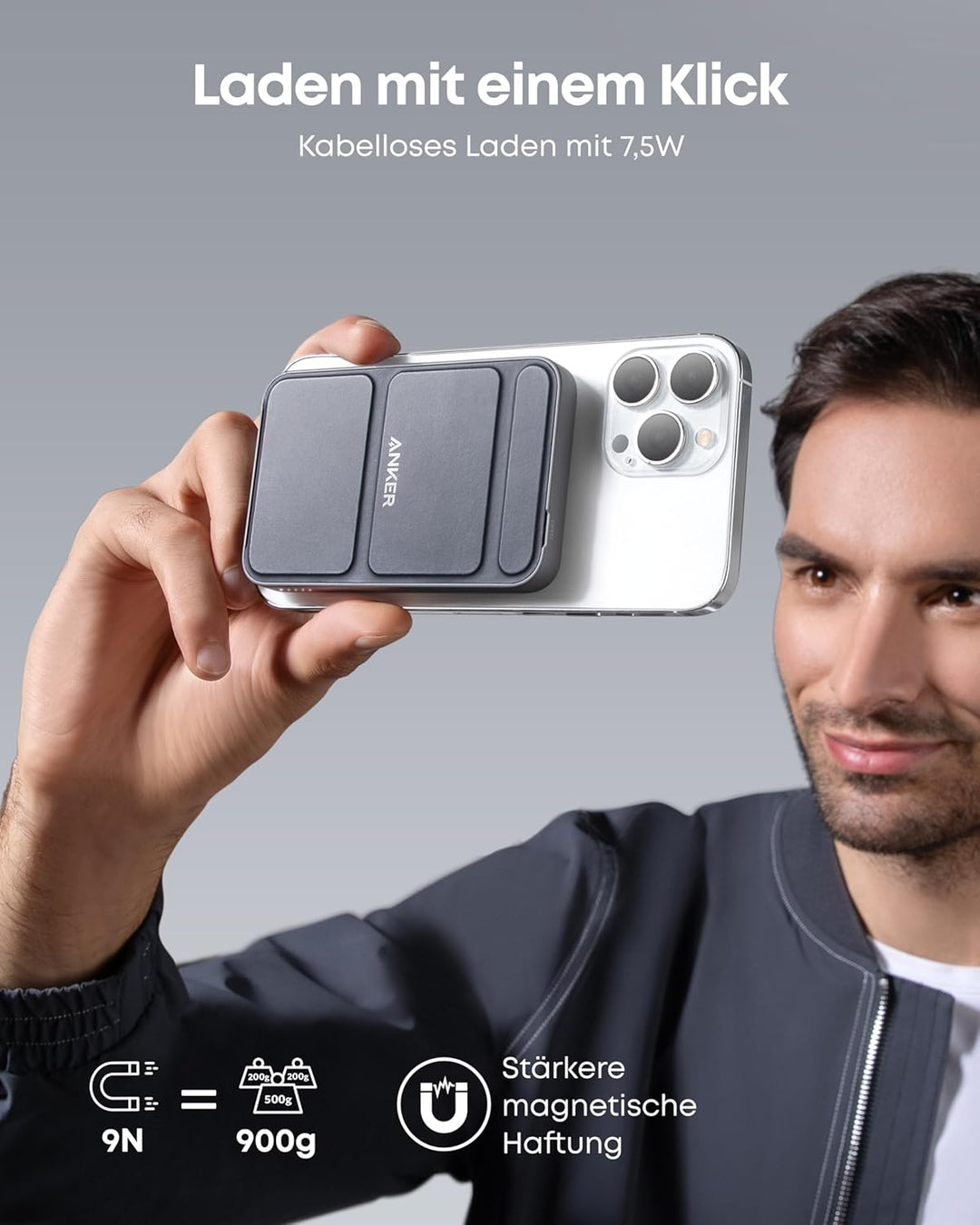 Anker 622 Magnetische Kabellose Powerbank (MagGo), 5000mAh Klappbare Magnetische Powerbank mit USB-C
