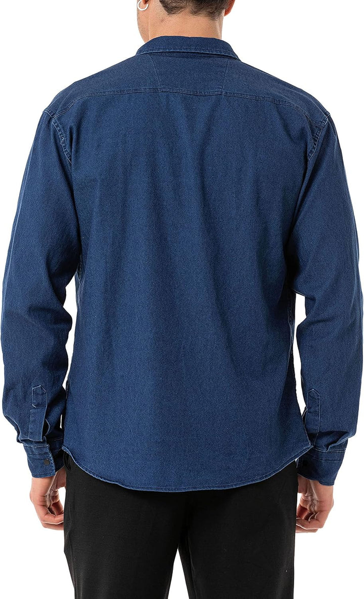 Red Bridge Herren Hemd Jeanshemd Freizeithemd Premium Denim Chest Pocket S Dunkelblau, S Dunkelblau