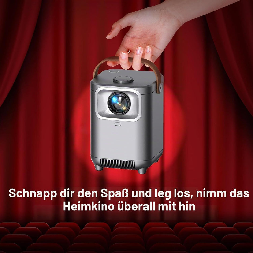 Puxinat Beamer, Elektrischer Fokus/Auto Trapezkorrektur WiFi Bluetooth Mini Beamer 4K Full HD 1080P