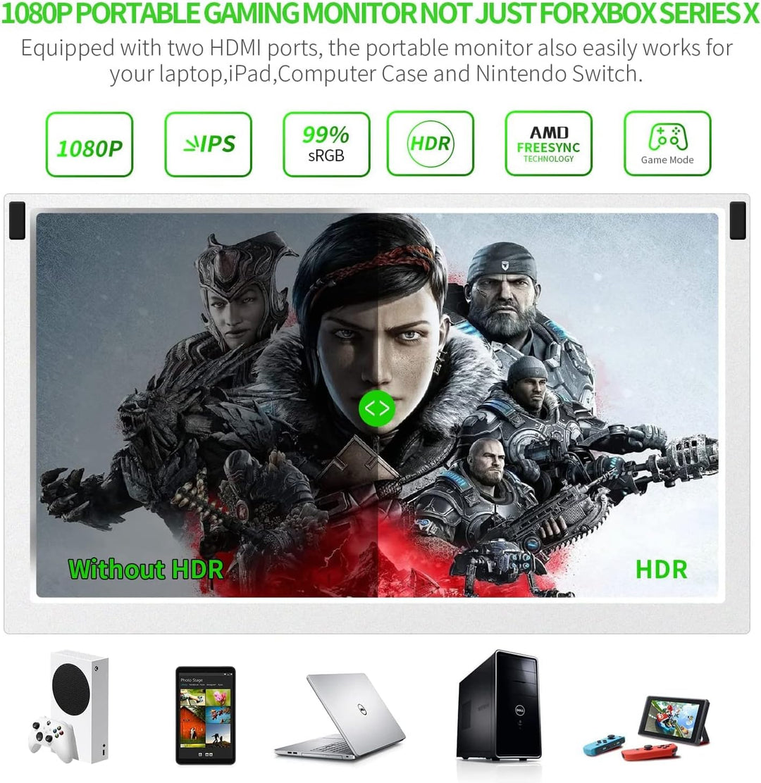 G-STORY 12,5” Portable Monitor für Xbox Series S, 1080P IPS Tragbarer Screen mit Dual Speakers, HDMI