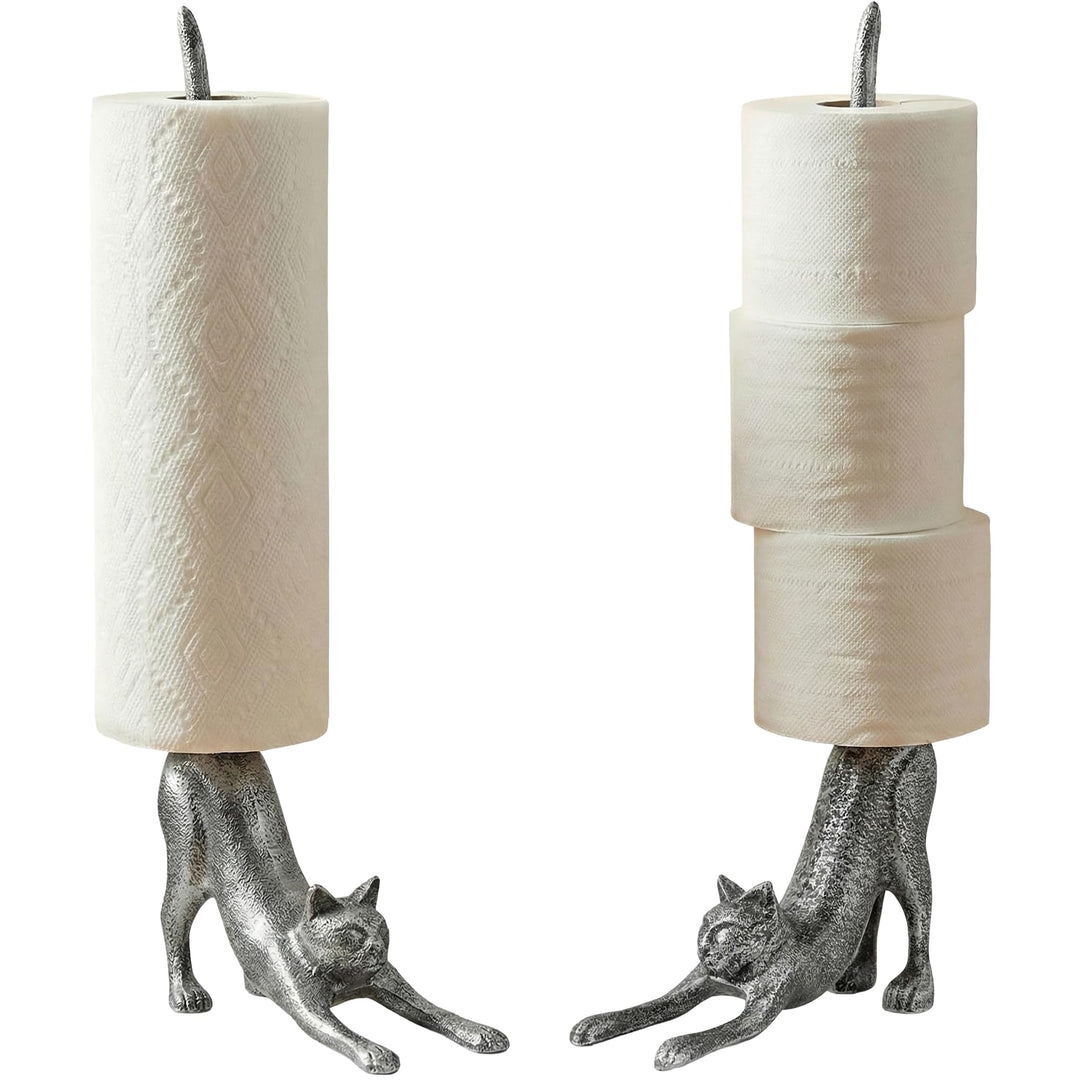 Comfify Dekorativer Papierhandtuchhalter oder Toilettenpapierhalter mit Yoga-Katze – entzückende Hun