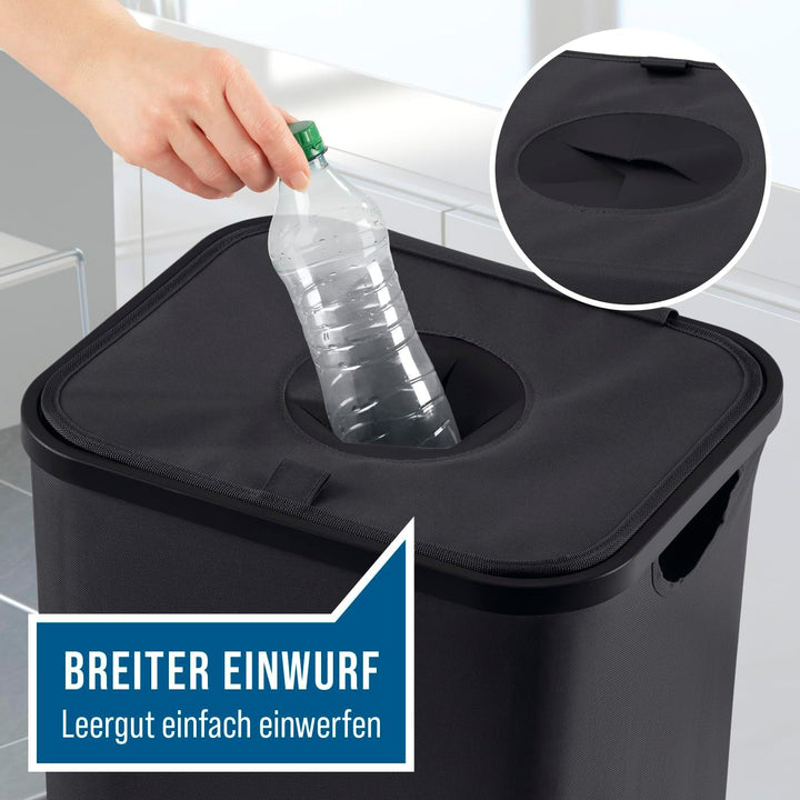 EASYmaxx Pfandflaschen Sammelbehälter 100 l, mit 2 x Flaschentasche | Flaschen Aufbewahrung für Altg