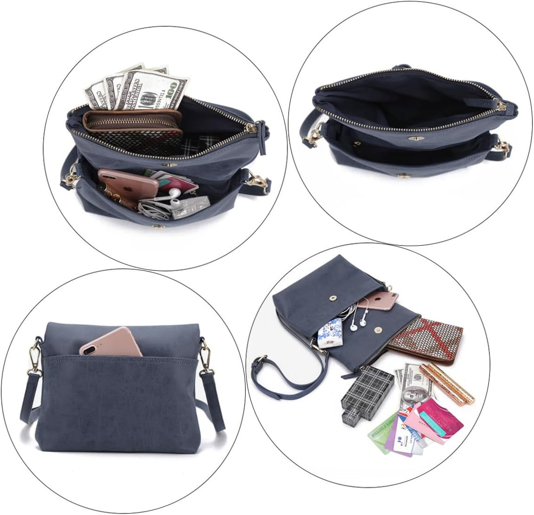 Gladdon Umhängetasche damen,Schultertasche mit Reissverschluss, Crossbody Tasche, Leder Handtasche K