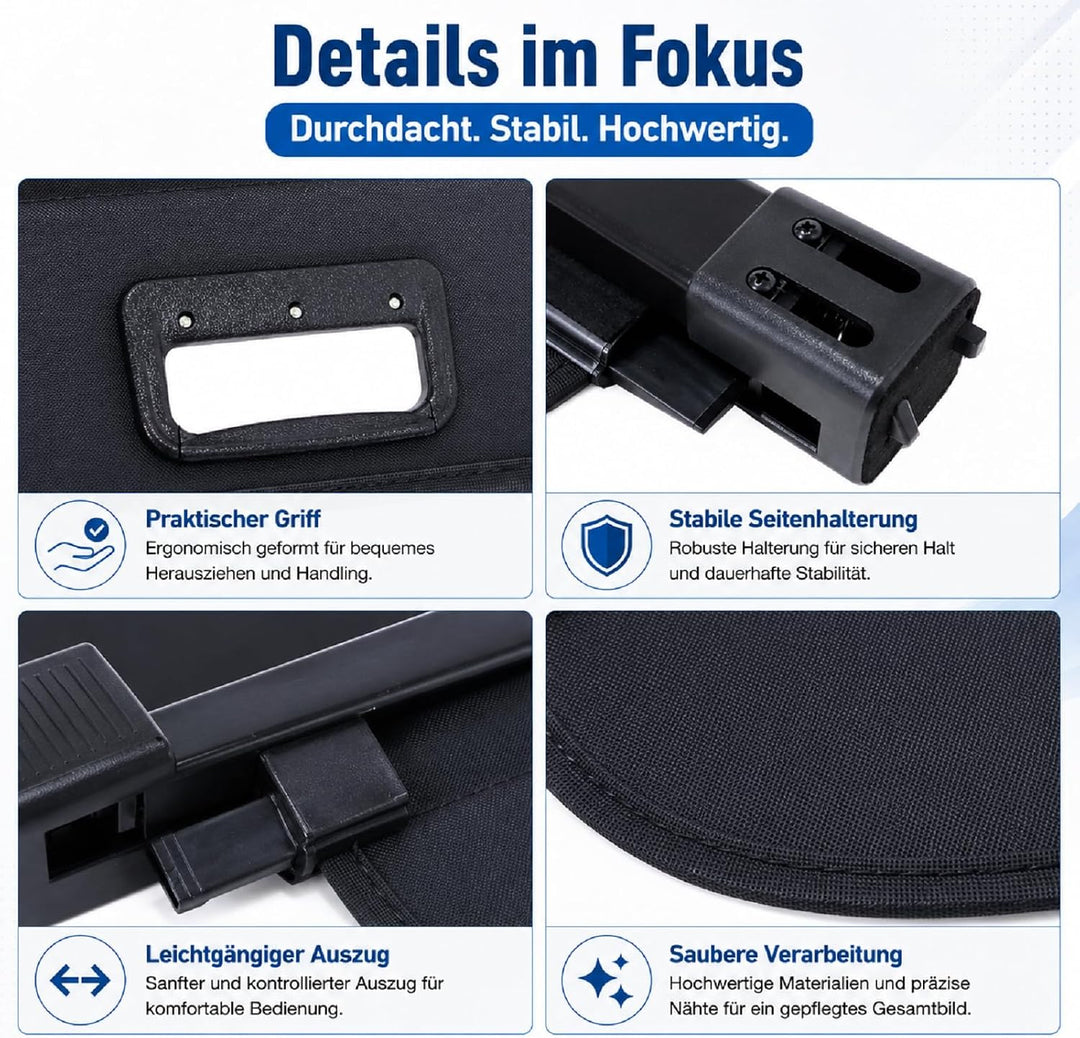 Callume Kofferraumabdeckung Schwarz Kompatibel mit VW Touran 5T 2015-2025 5TA867871 5TA867871A 5TA86