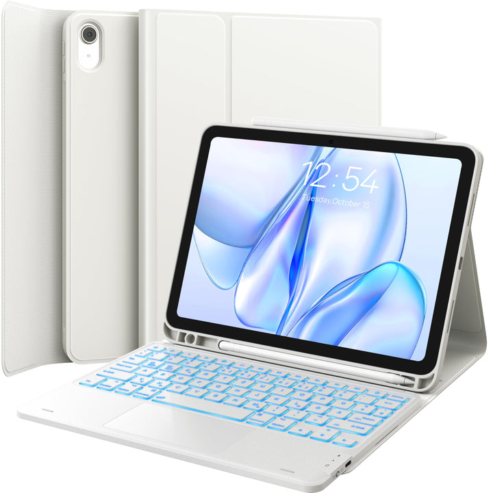 CHESONA Hülle mit Tastatur für iPad 10 Generation/11 Generation A16 2025, 7 Farben Beleuchtung, Mult