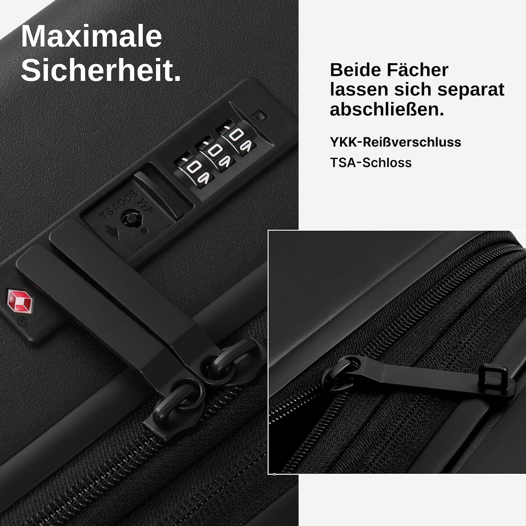 COOLIFE Koffer Gross, Leichter Reisekoffer Gross aus PC,105L–115L Erweiterbar Graphit Schwarz XL, Gr
