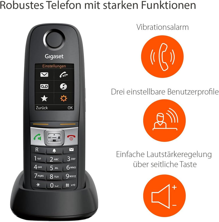 Gigaset E630 - Robustes Schnurloses DECT-Telefon - Mobilteil für Werkstatt/Gararage - stossfest, sta