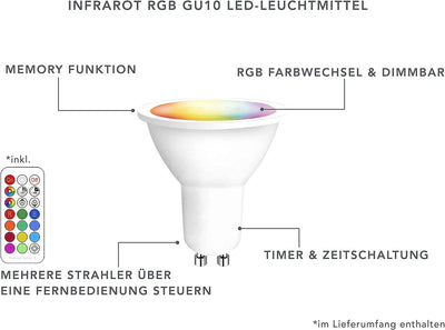 lambado® LED Bodenstrahler für Aussen mit RGB Farbwechsel dimmbar inkl. Fernbedienung - Runde Bodenl