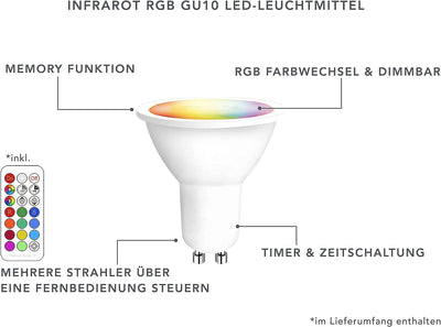 lambado® Premium LED Gartenstrahler RGB mit Erdspiess inkl. 3W GU10 - Schwarze Gartenleuchte wasserf