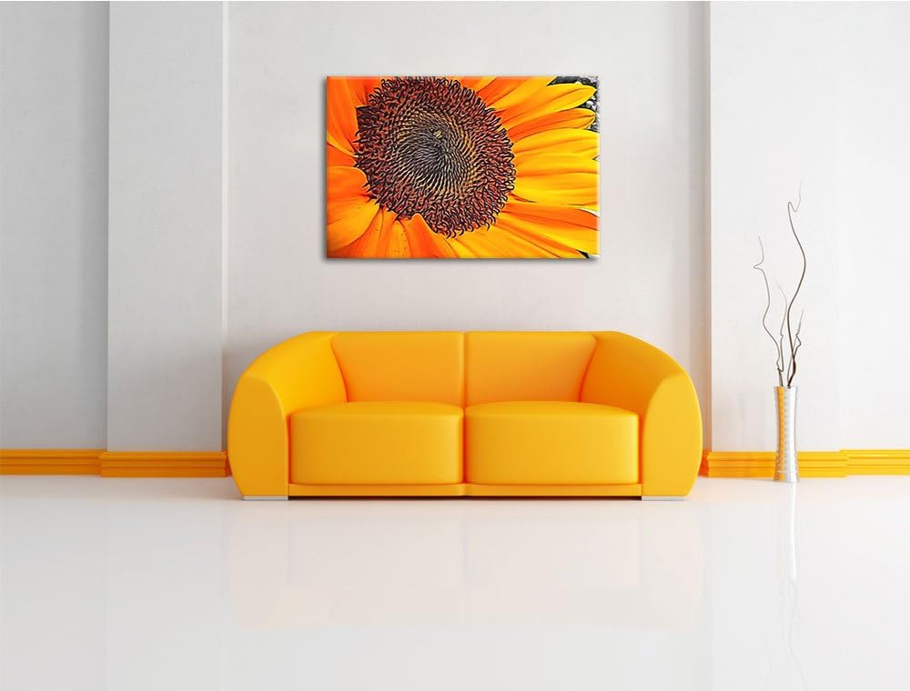 grosse anmutige Sonnenblume schwarz/weiss Deluxe Format: 100x70 cm auf Leinwand, XXL riesige Bilder